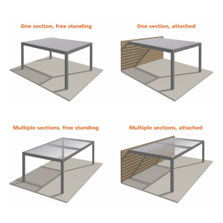 Retractable Customized Aluminum Outdoor Garden Bioclimatic Pergola with Waterproof Remote Canopy