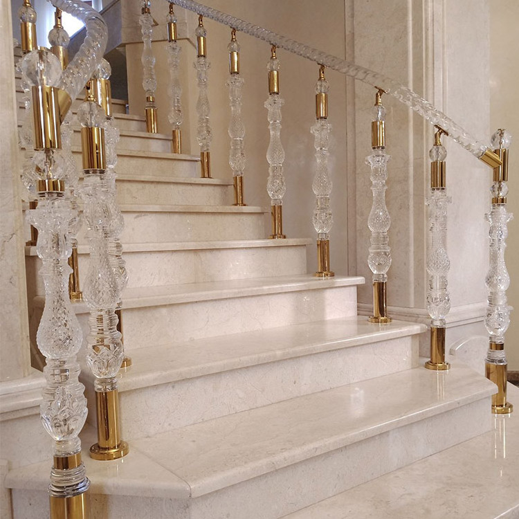 Modern curved clear crystal acrylic handrail railing systems stainless steel metal balustrades