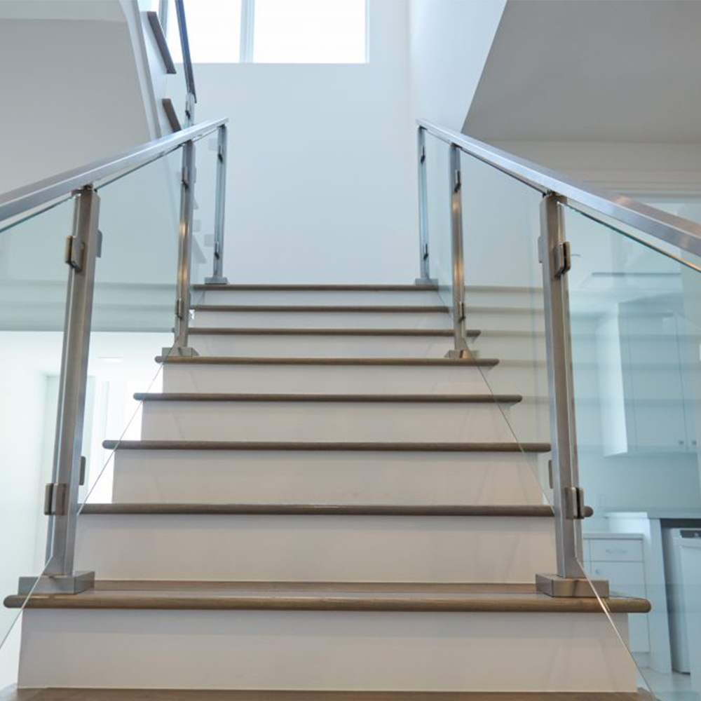 Modular Balustrade Railing Balcony Custom Square Tube Stainless Steel Inside Glass Railings