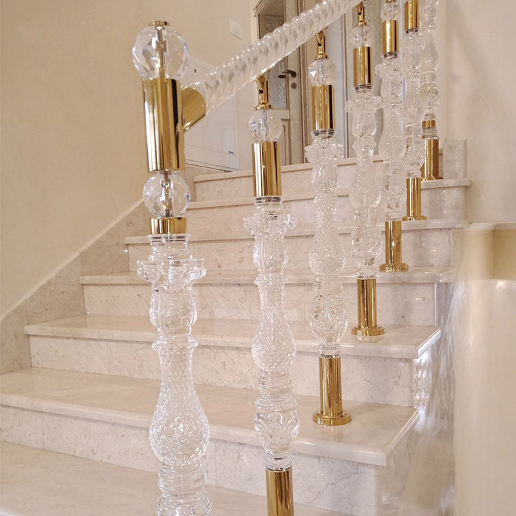 Modern curved clear crystal acrylic handrail railing systems stainless steel metal balustrades