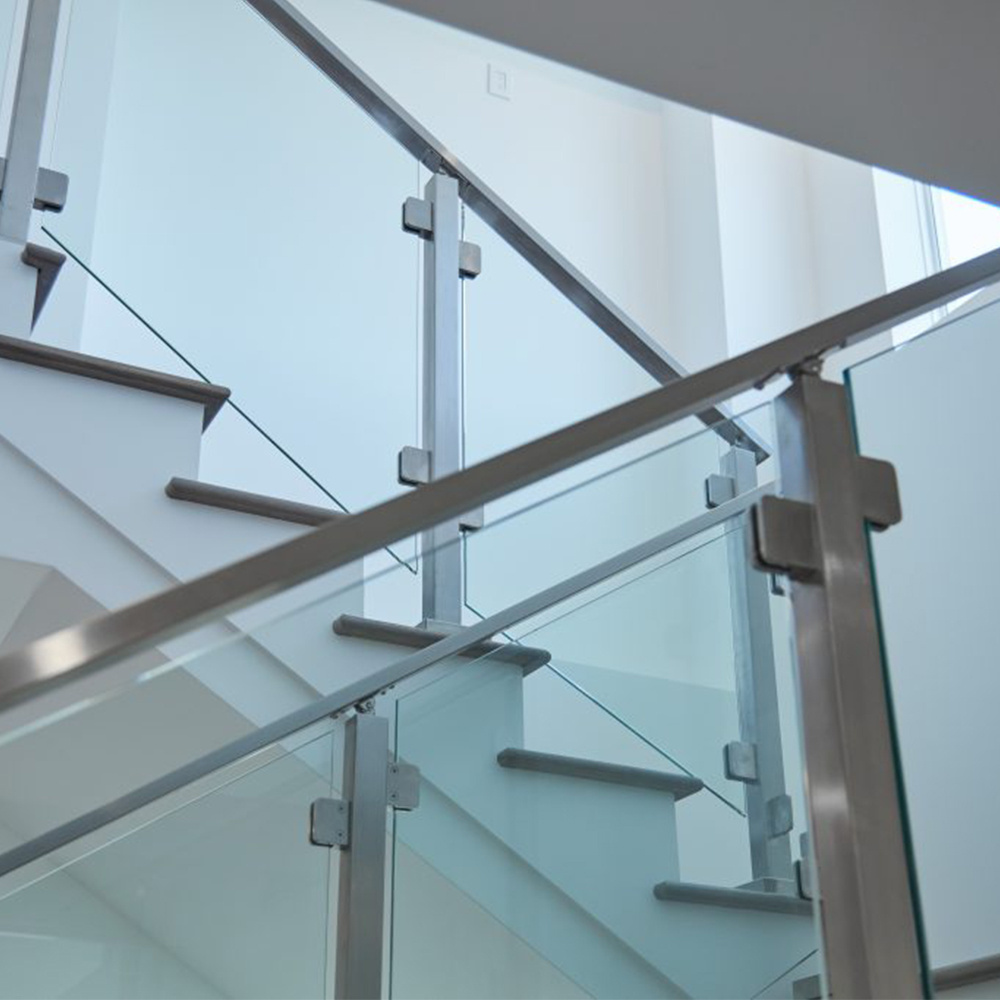 Modular Balustrade Railing Balcony Custom Square Tube Stainless Steel Inside Glass Railings