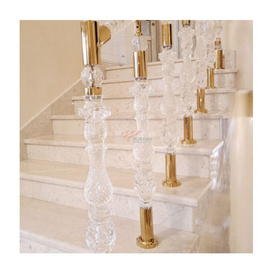 Roman balcony design stair railing crystal acrylic plexiglass stainless steel handrail balustrade