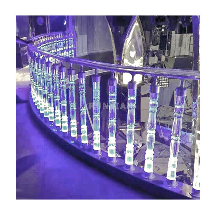 Indoor led transparency clear acrylic balustrade handrail crystal baluster stair railing kit