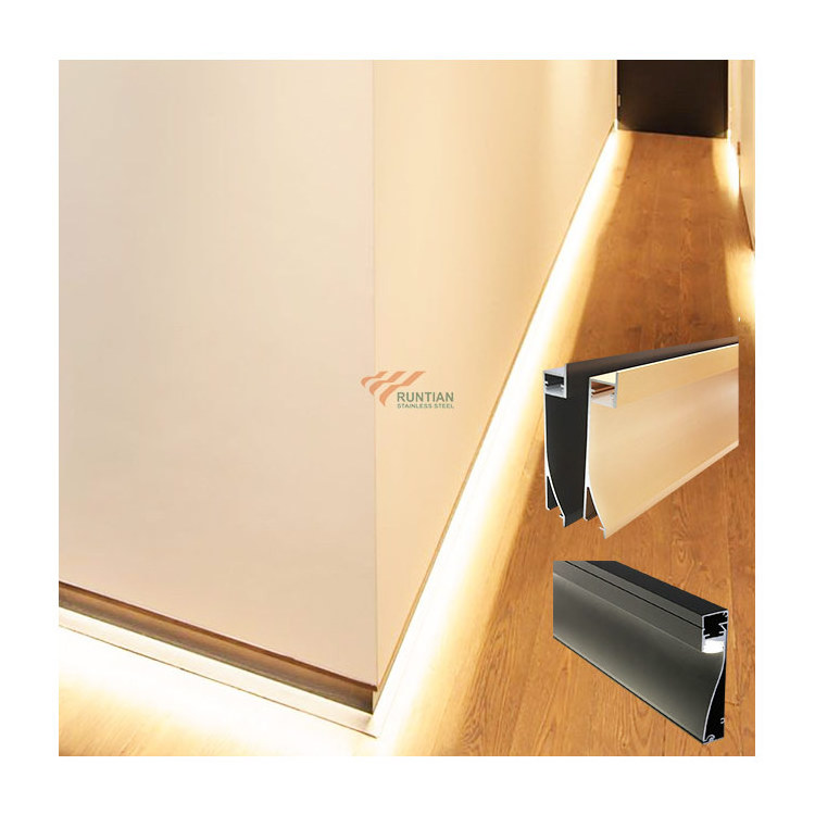 Waterproof baseboard led light aluminium kitchen skirting board cover with buckle