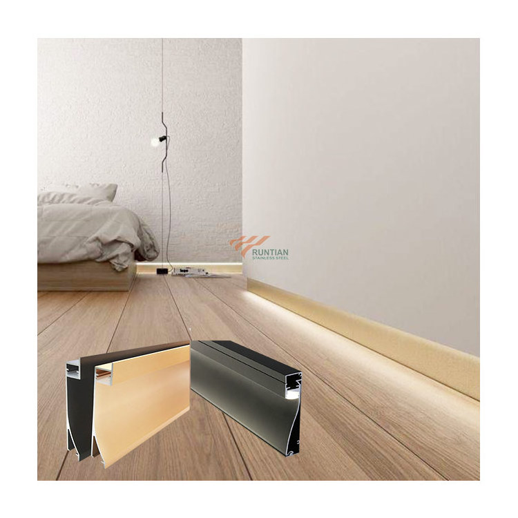 Waterproof baseboard led light aluminium kitchen skirting board cover with buckle