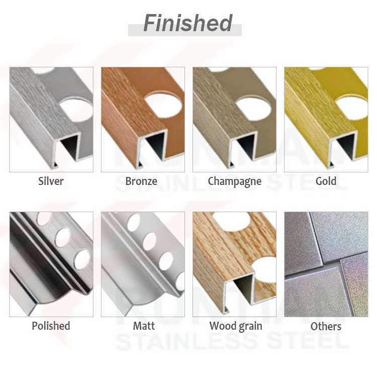 Mosaic bathroom tile angle accessories stainless steel profile floor brass decorative L strip tile trim