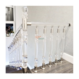 Foshan manufacture acrylic balustrades interior plastic staircase pole villa column stair railing for balcony