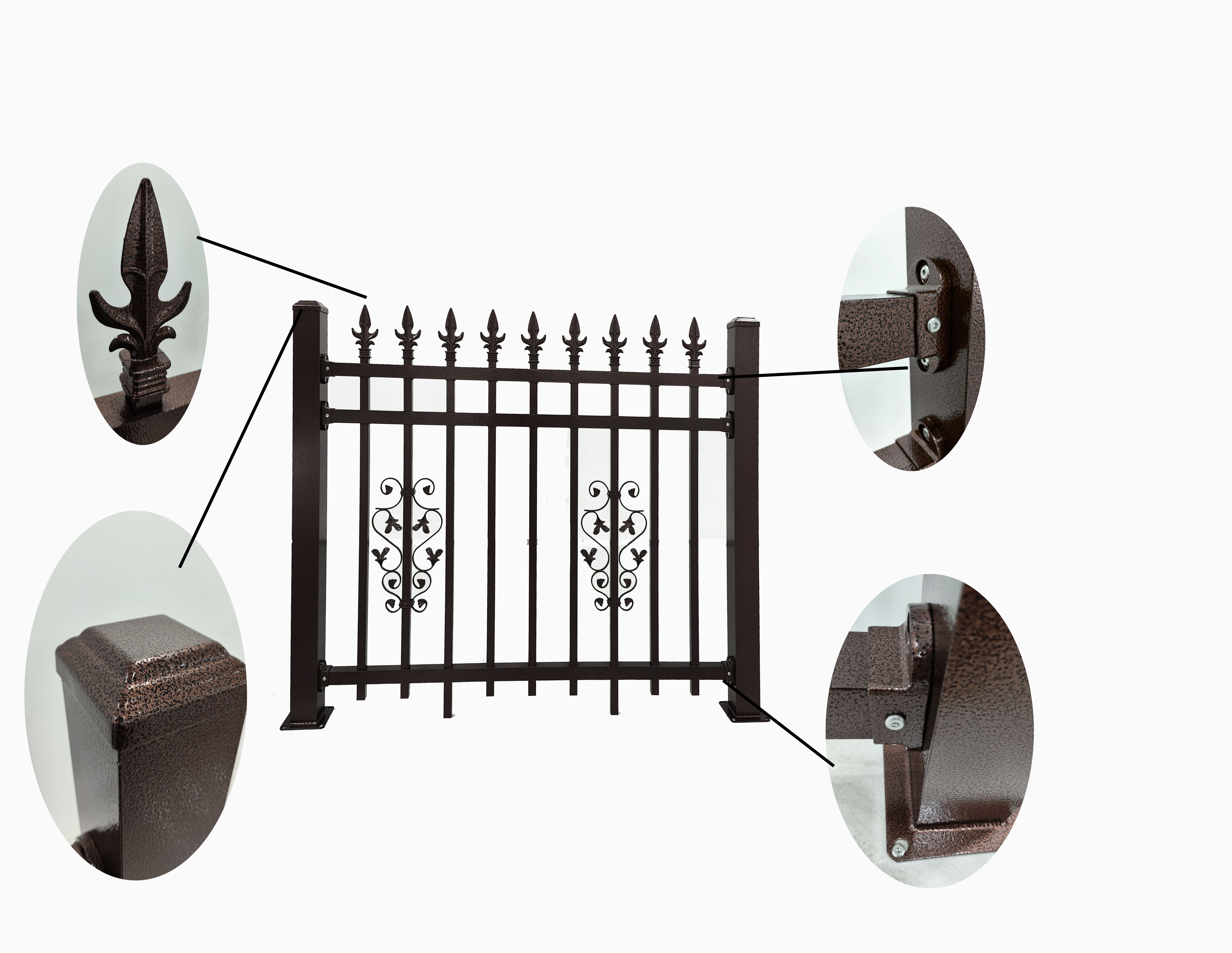 Flanged Residential Flat Top Aluminum Railing Fence for Balcony Garden Villa School