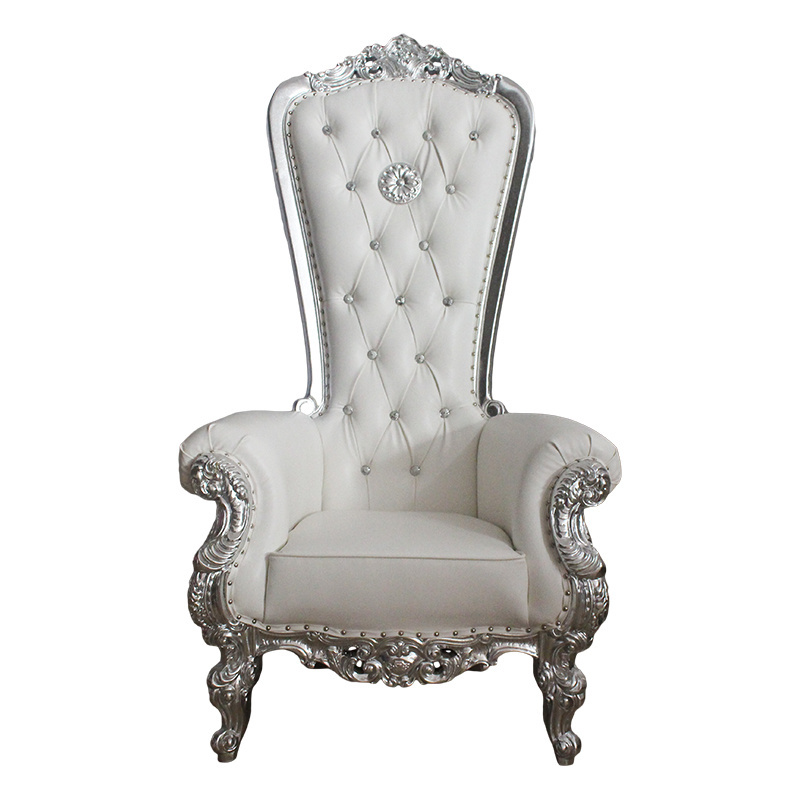 Modern White Leather Throne Chair Antique Style for Wedding Reception for Hotel Furniture and Event Decor