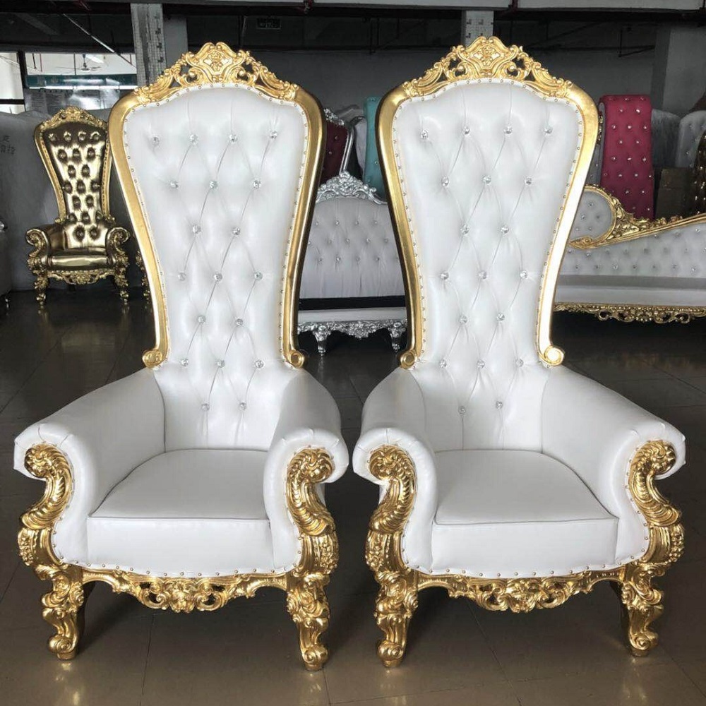 Luxury  fancy high back wedding chair king and queen throne chairs for sale