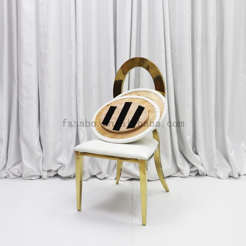 High Quality Gold round Stainless Steel Dining and Banquet Chair Modern Style for Wedding and Party Packed in Mail