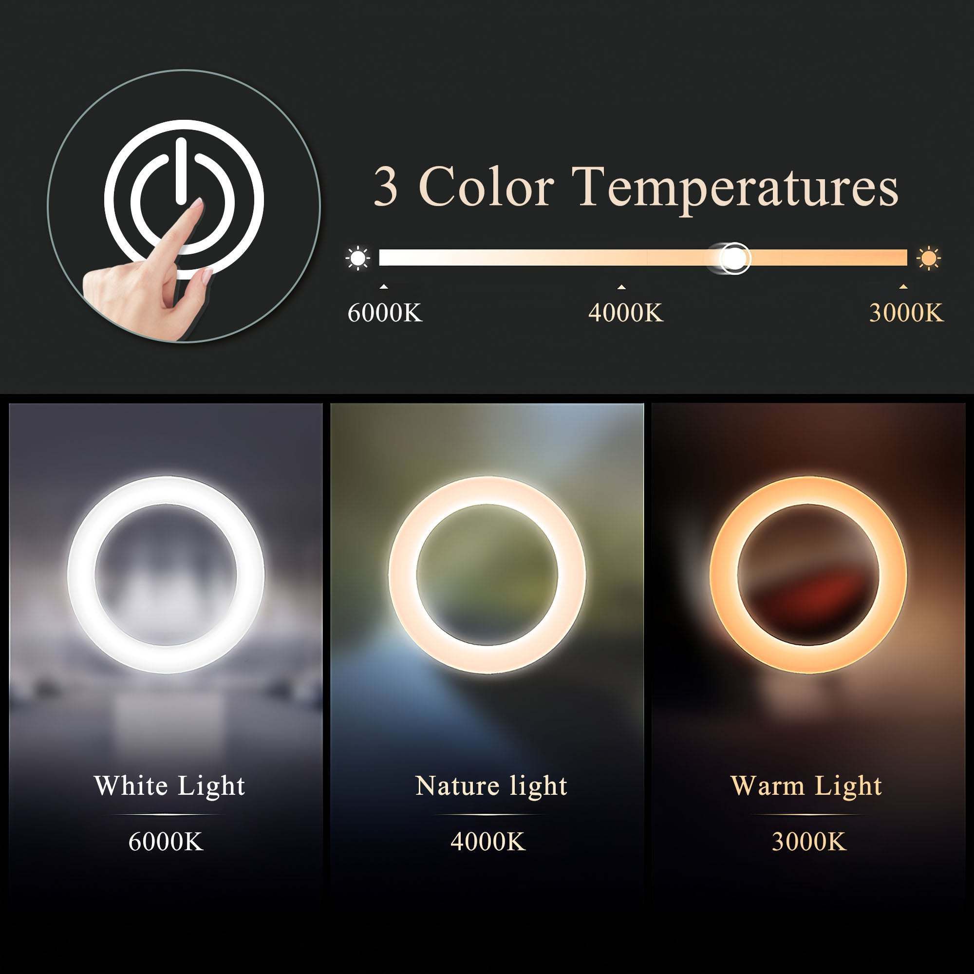 Wall Mounted Lighted Makeup Bluetooth Round Backlit Anti-Fog Bathroom Mirror With Led Light