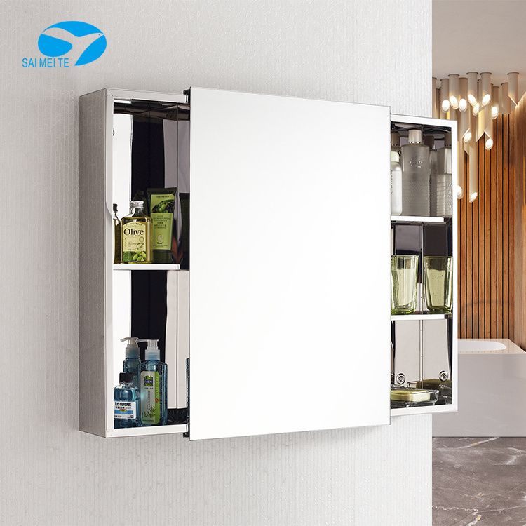 Three Doors Bathroom Medicine Cabinet With Mirror Sliding Door Bathroom Cabinet Mirror Cabinet 7094