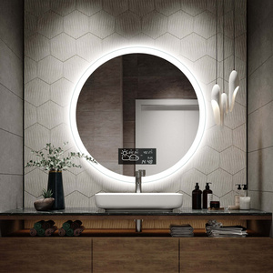 Wall Mounted Lighted Makeup Bluetooth Round Backlit Anti-Fog Bathroom Mirror With Led Light