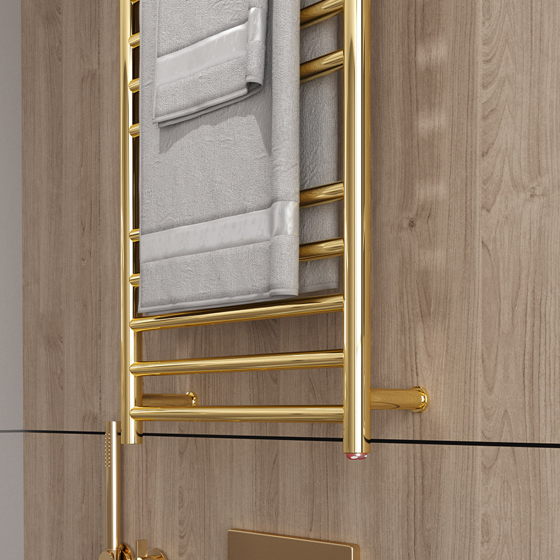 Golden Luxury Bathroom Stainless Steel Towel Warmer Electric Heated Towel Rail Wall Mounted Bathroom Towel Racks