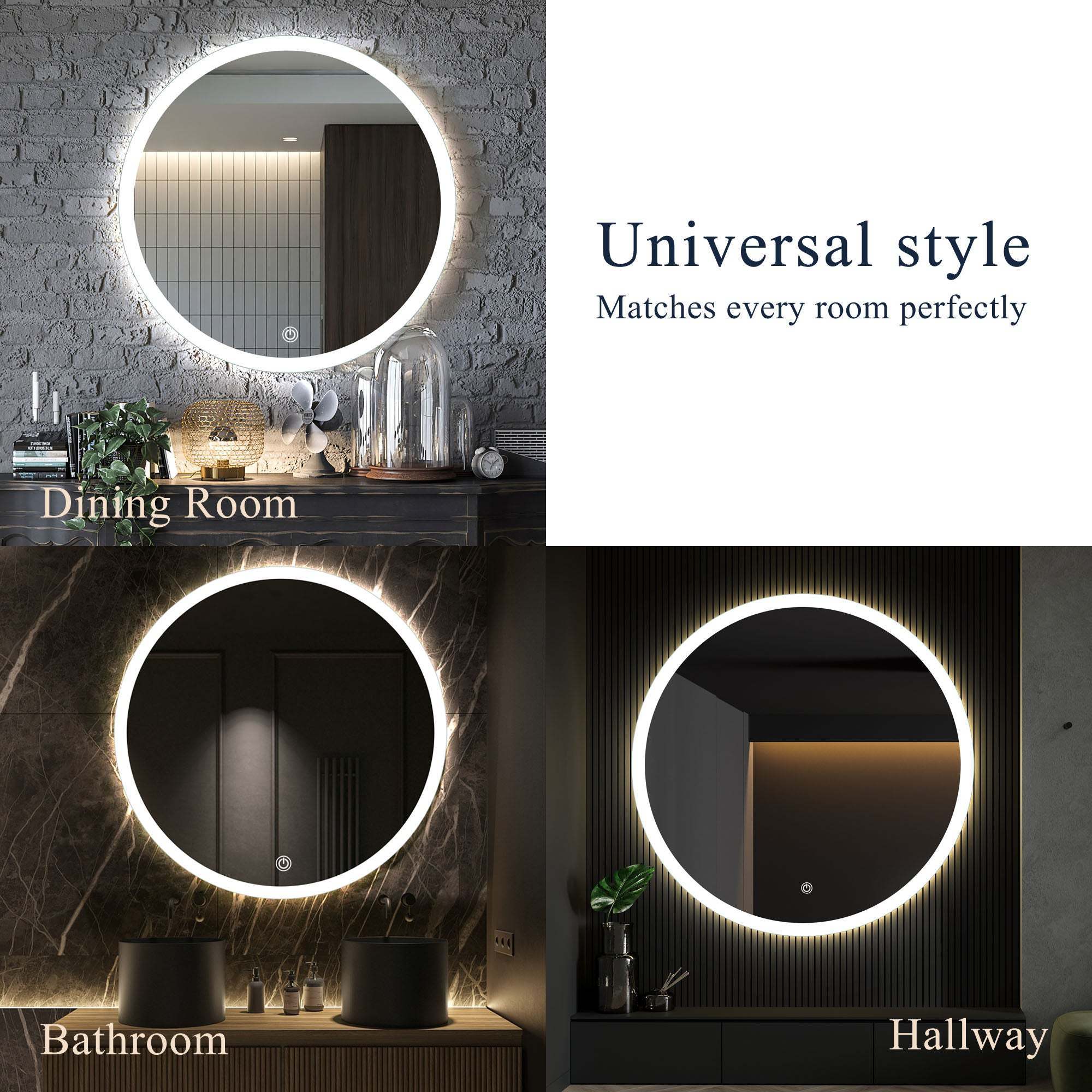 Wall Mounted Lighted Makeup Bluetooth Round Backlit Anti-Fog Bathroom Mirror With Led Light