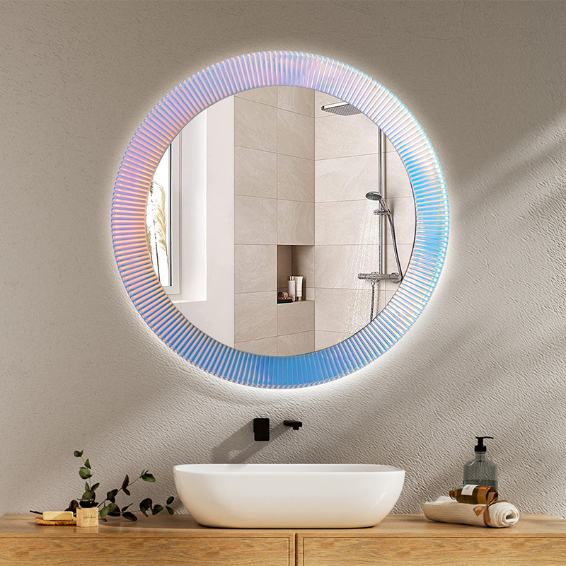 Touch Colored Led 3D Neon Wall Infinity Mirror Tunnel Anti-Fog Smart Hotel Bathroom Led Mirror