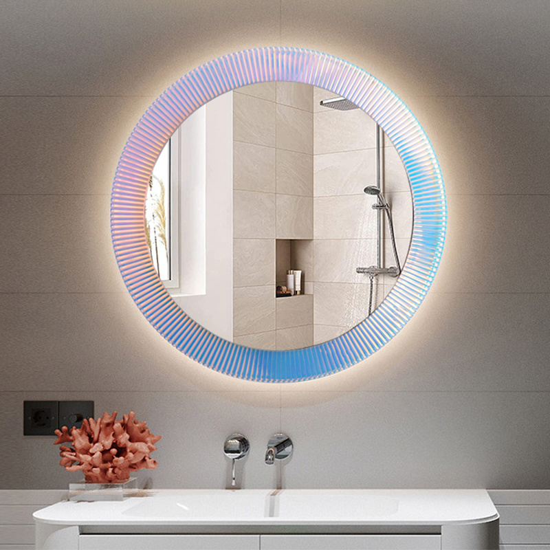 Touch Colored Led 3D Neon Wall Infinity Mirror Tunnel Anti-Fog Smart Hotel Bathroom Led Mirror