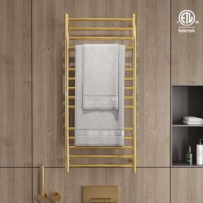 Golden Luxury Bathroom Stainless Steel Towel Warmer Electric Heated Towel Rail Wall Mounted Bathroom Towel Racks