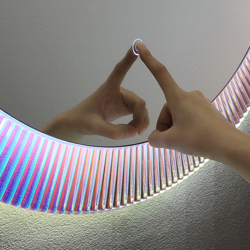 Touch Colored Led 3D Neon Wall Infinity Mirror Tunnel Anti-Fog Smart Hotel Bathroom Led Mirror