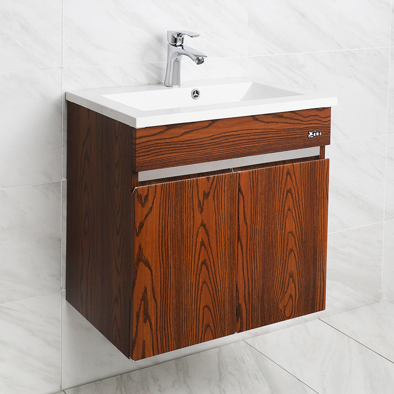 Japan Style Corner Wall Modern Bathroom Wooden Look Cabinets Bathroom Vanity