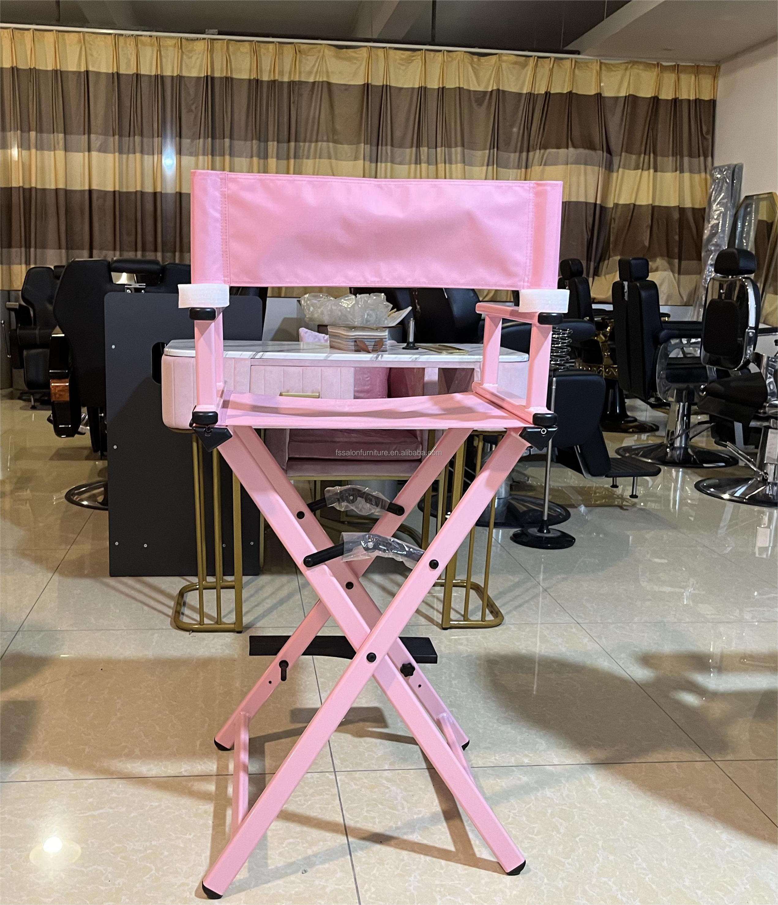 Pink Wholesale Good Quality Portable Barbershop Makeup Chair Outdoor Nylon Waterproof Folded Director Chair