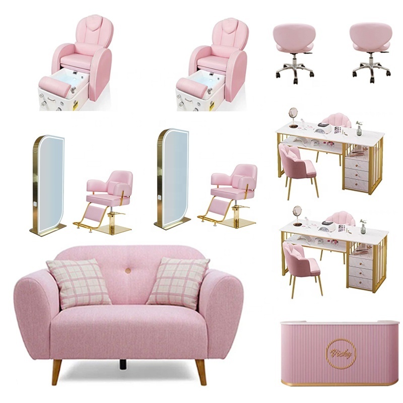 Pink Hair Chair Classic Wholesale Beauty Salon Leather Fashionable Customized Style Beauty Modern barber chairs pink salon chair