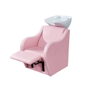 Pink Shampoo Bowl  Chair Hair Salon Furniture   Elegant  Salon Shampoo Chair Backwash Unit  Pink Saloon Equipment Sets