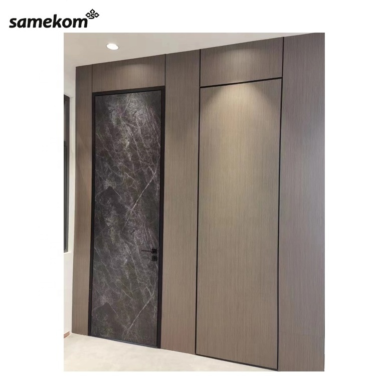 Invisible flush mounted high-end secret room aluminum doors internal concealed integrated frameless hinged hidden door