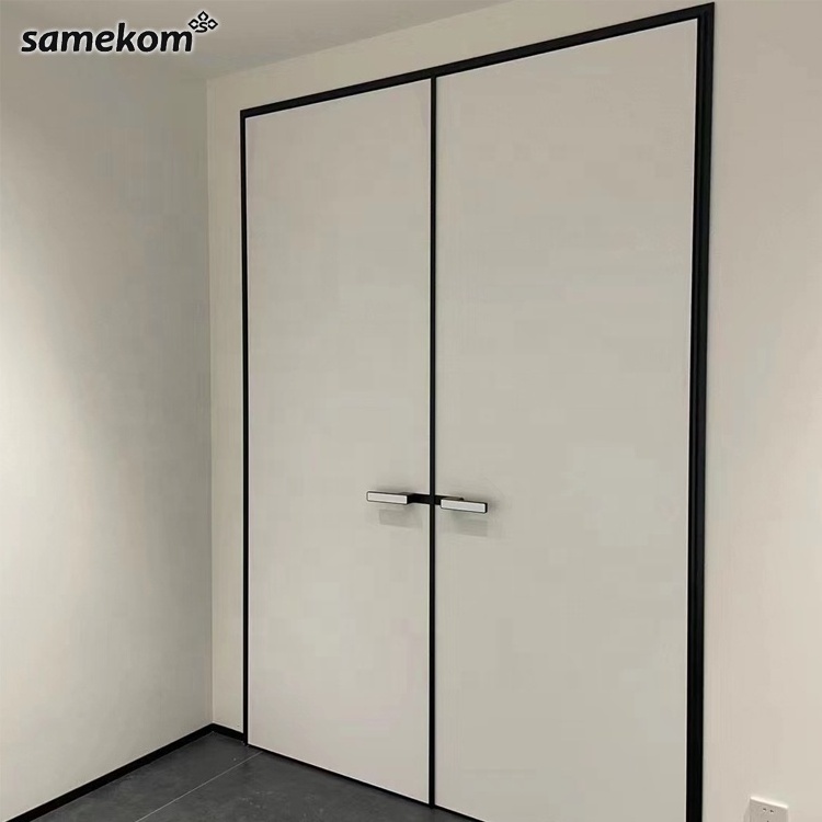 Invisible flush mounted high-end secret room aluminum doors internal concealed integrated frameless hinged hidden door