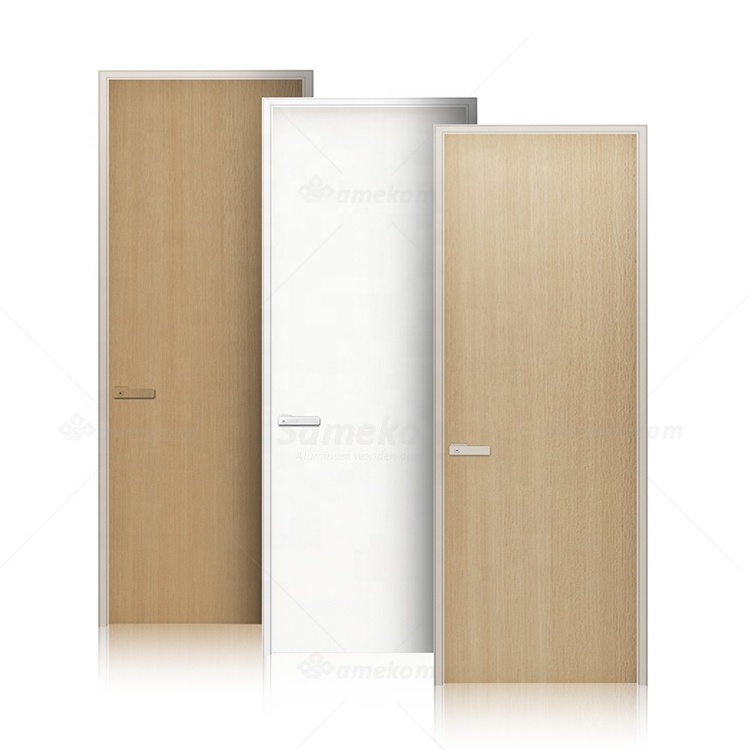 Modern Interior Room Door Design Waterproof Solid Wooden Door with Aluminum Alloy Accessories for Hotel Sale