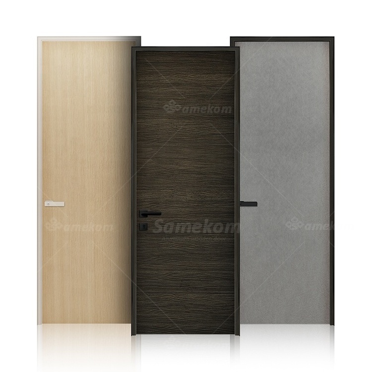 Modern Interior Room Door Design Waterproof Solid Wooden Door with Aluminum Alloy Accessories for Hotel Sale