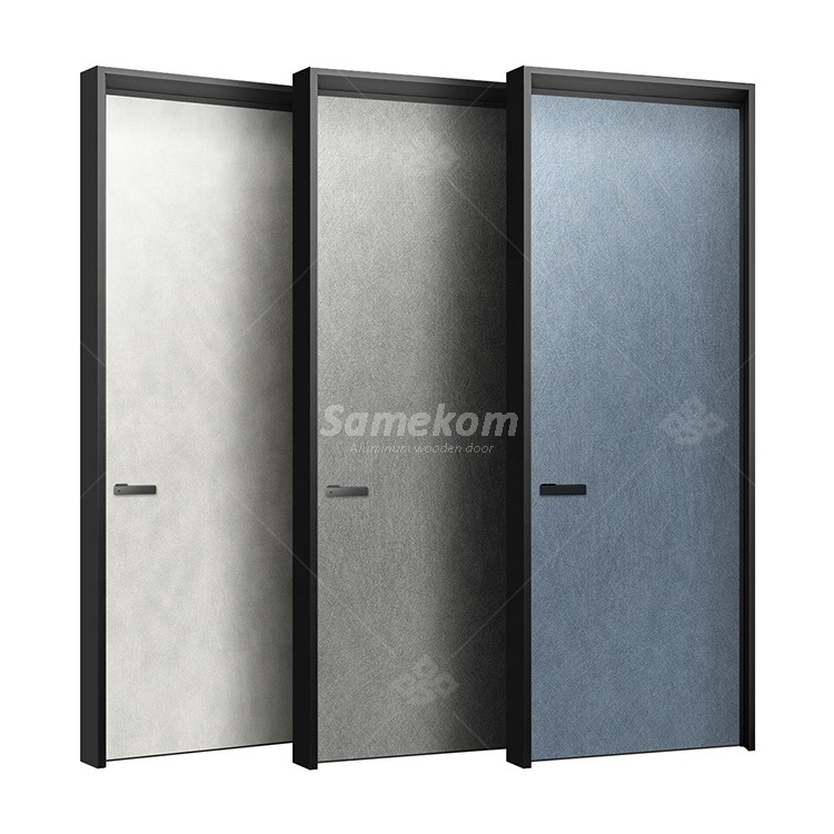 Aluminum interior wooden doors frameless lead lined oak flush melamine invisible door for interior