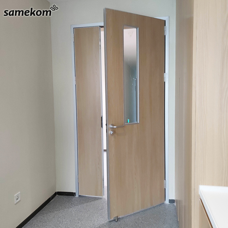 American Standard Size Fire Rated Steel Hollow Metal Commercial Door With Panic Push Bar And Glass