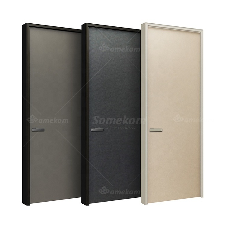 Modern Interior Room Door Design Waterproof Solid Wooden Door with Aluminum Alloy Accessories for Hotel Sale