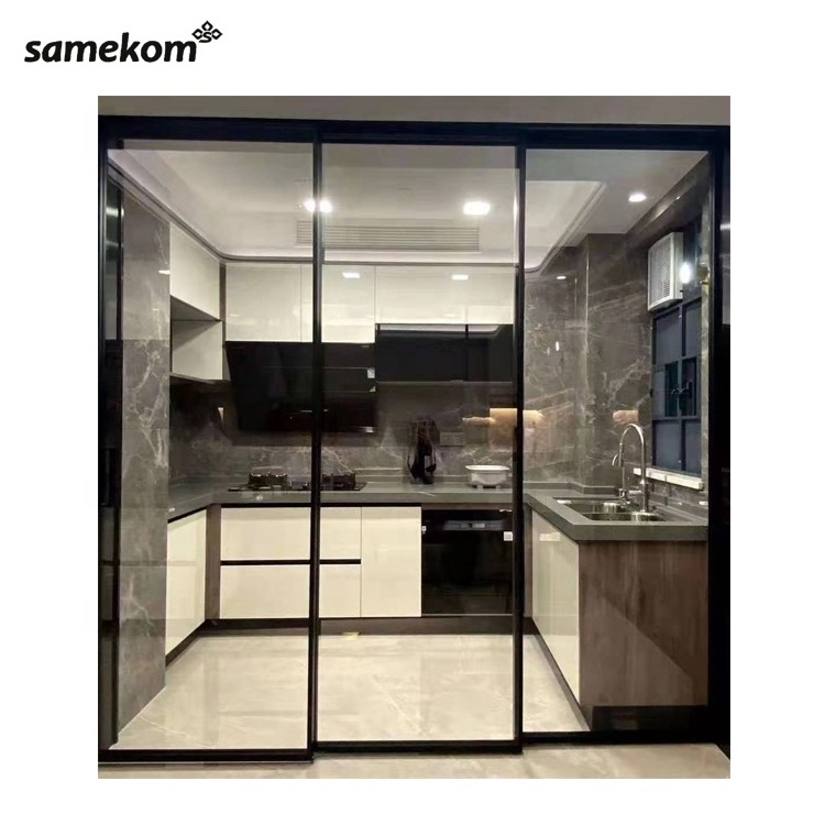 aluminium frame glass panel invisible door sound proof sliding interior door(A frame section door)