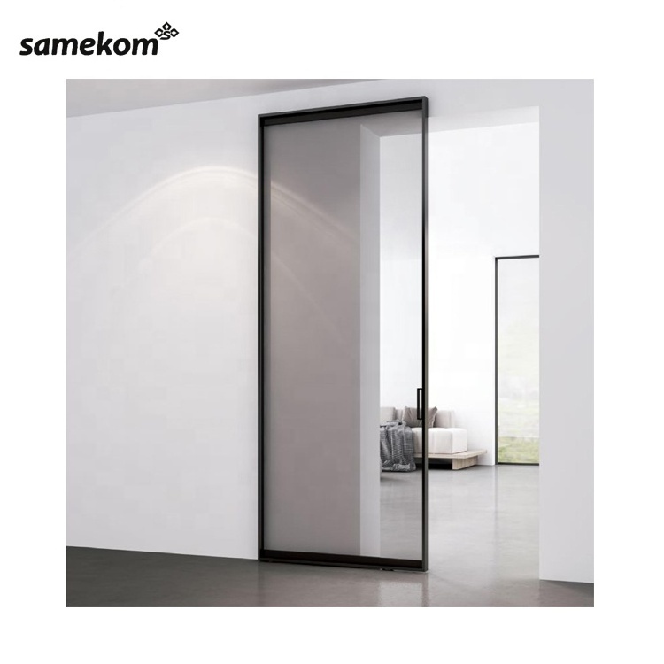 aluminium frame glass panel invisible door sound proof sliding interior door(A frame section door)