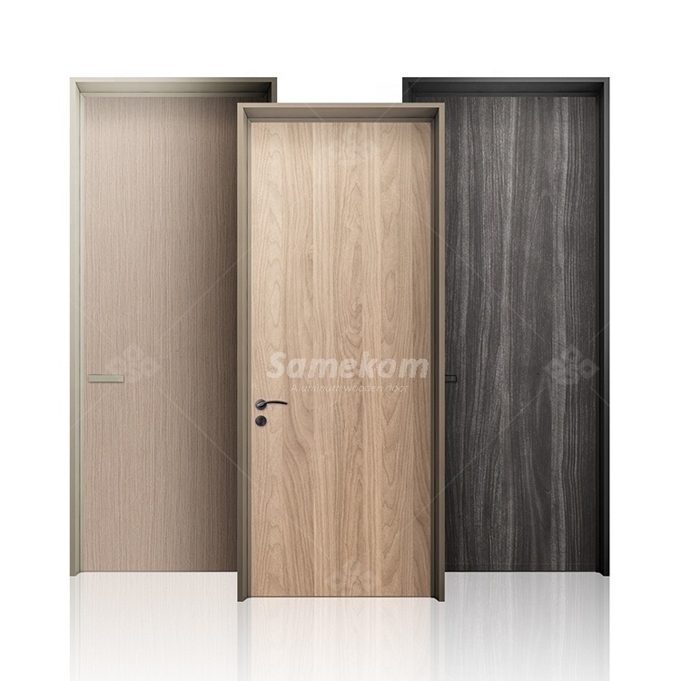 Aluminum interior wooden doors frameless lead lined oak flush melamine invisible door for interior