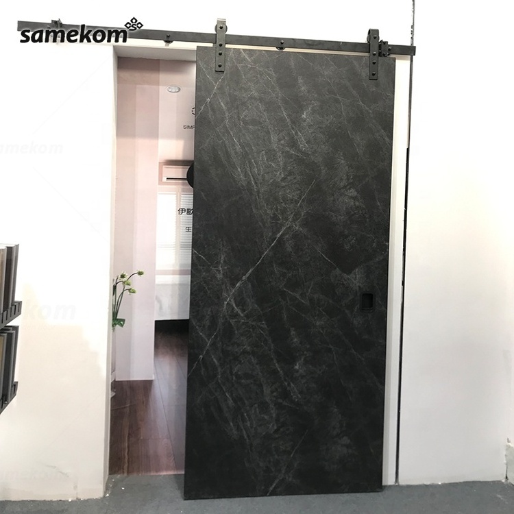 Modern black steel frame glass barn door Interior door Whole sets