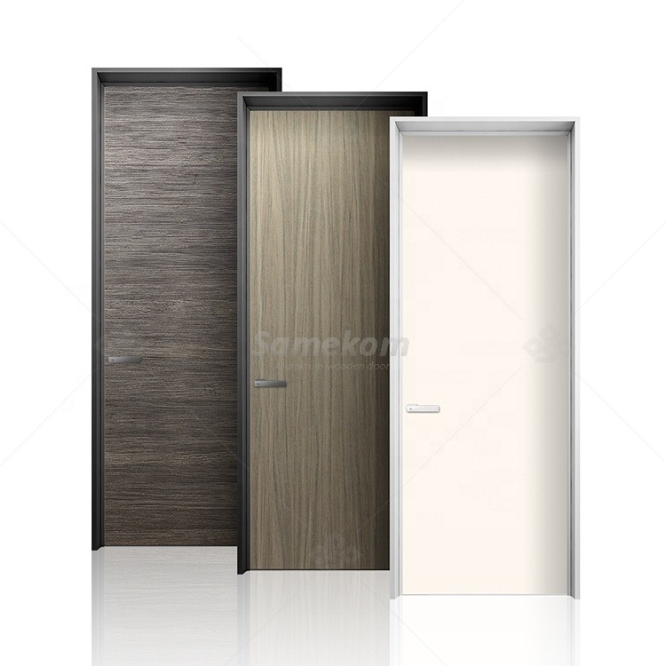 Aluminum interior wooden doors frameless lead lined oak flush melamine invisible door for interior