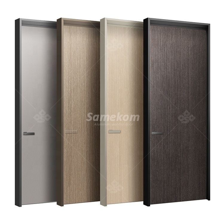 Aluminum interior wooden doors frameless lead lined oak flush melamine invisible door for interior