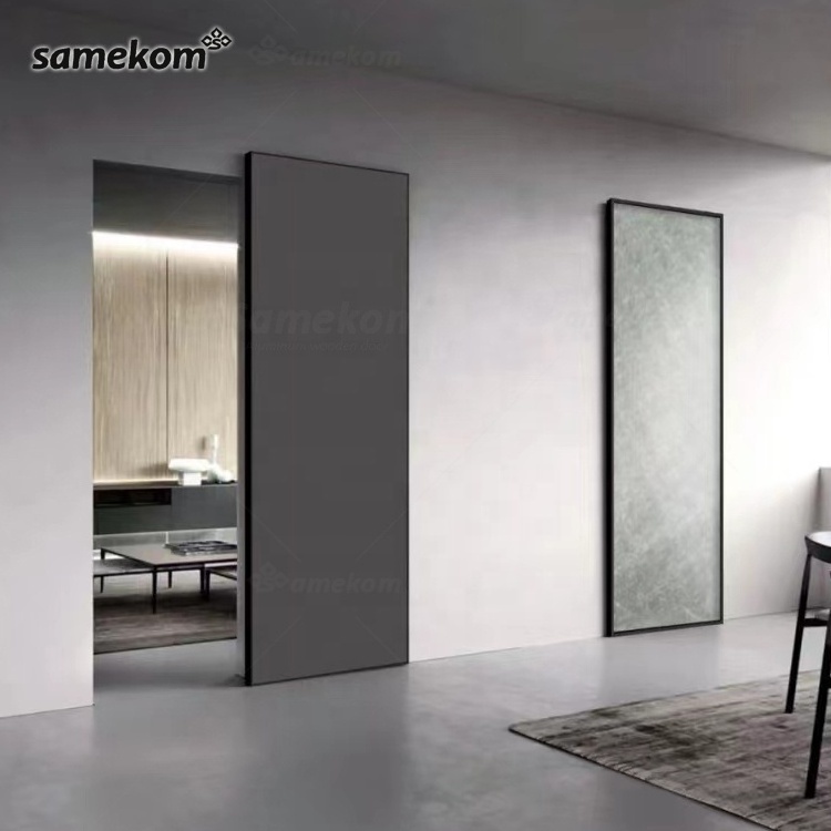 Modern black steel frame glass barn door Interior door Whole sets