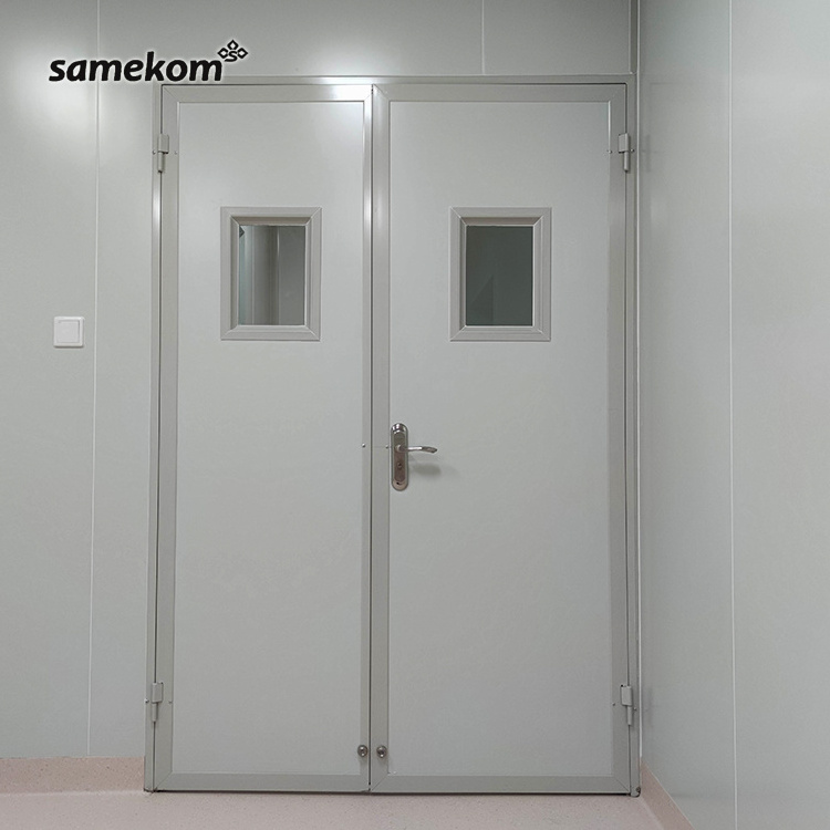 American Standard Size Fire Rated Steel Hollow Metal Commercial Door With Panic Push Bar And Glass