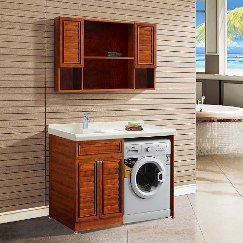 wholesale laundry room washing machine wood color storage cabinet