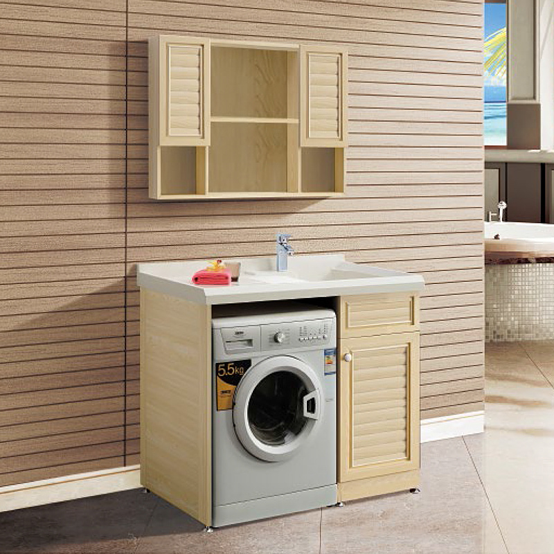 wholesale laundry room washing machine wood color storage cabinet