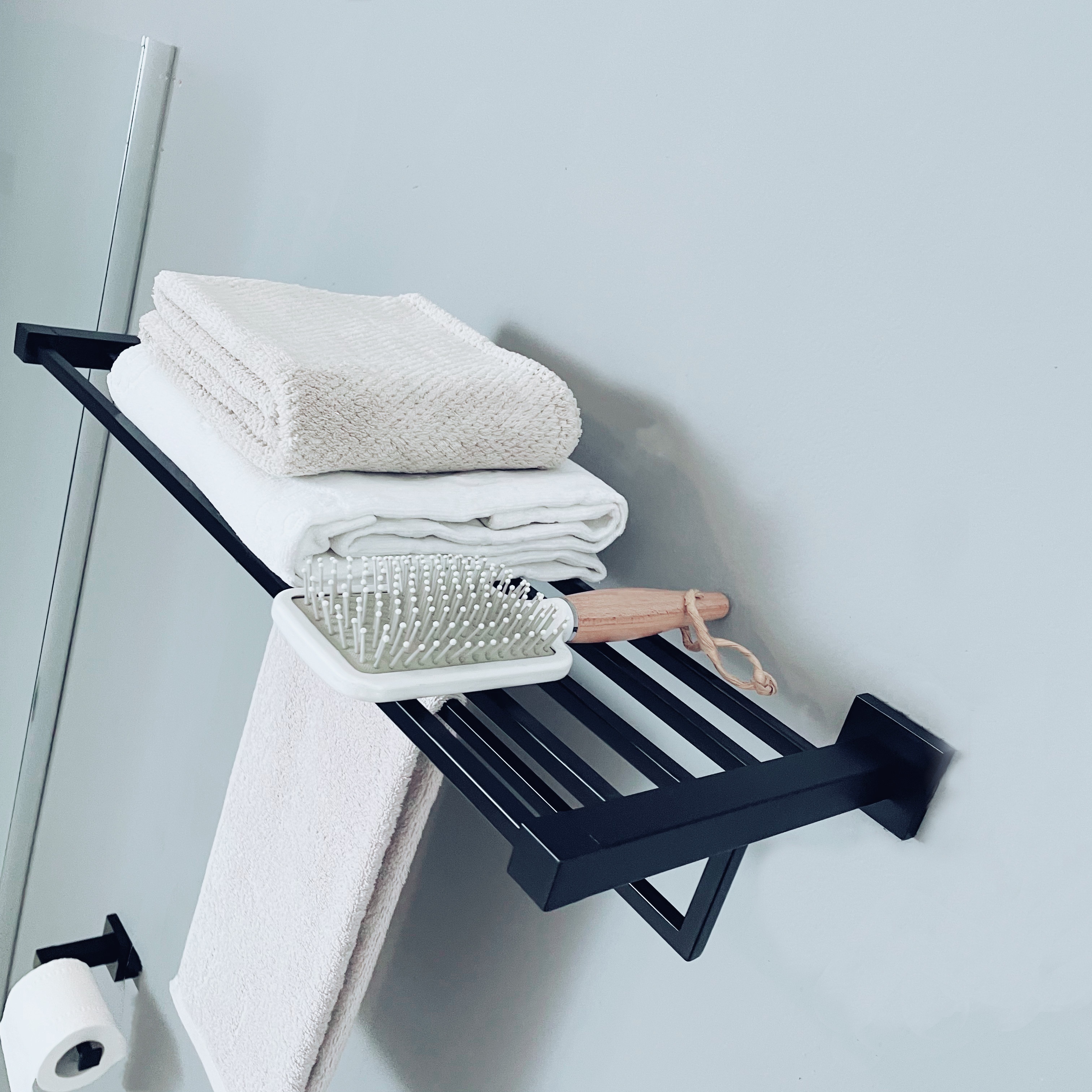 Hotel modern wall mounted stainless steel  black toilet bathroom accessories hardware sets towel rack  robe hook