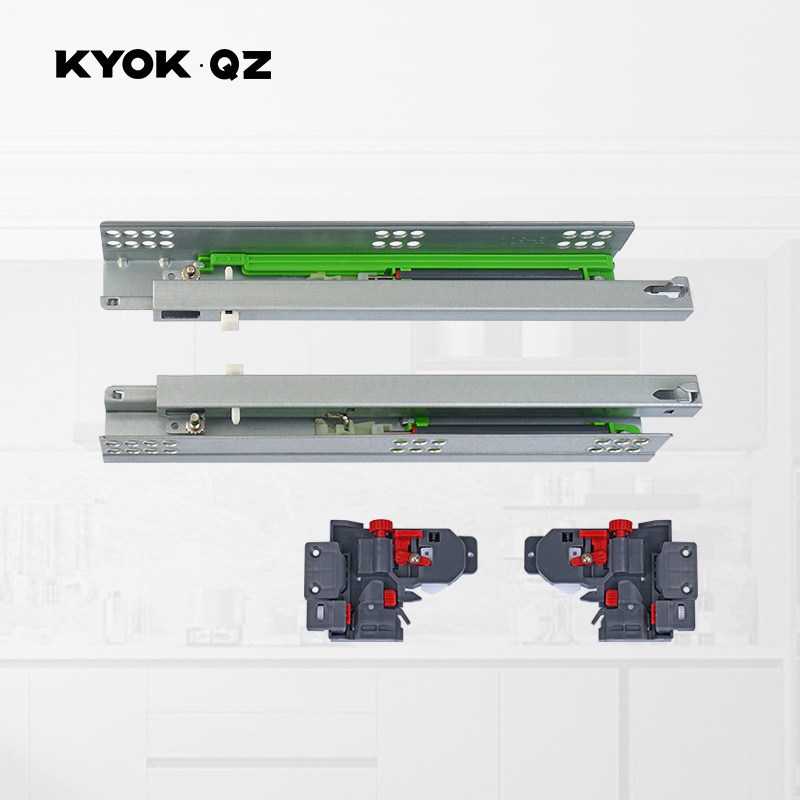 Three-Section Soft Close Mute Hydraulic Damping Buffer Slideway Push To Open Drawer Guide Rail Cabinet Slide