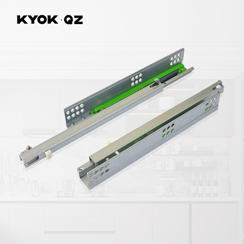 Three-Section Soft Close Mute Hydraulic Damping Buffer Slideway Push To Open Drawer Guide Rail Cabinet Slide