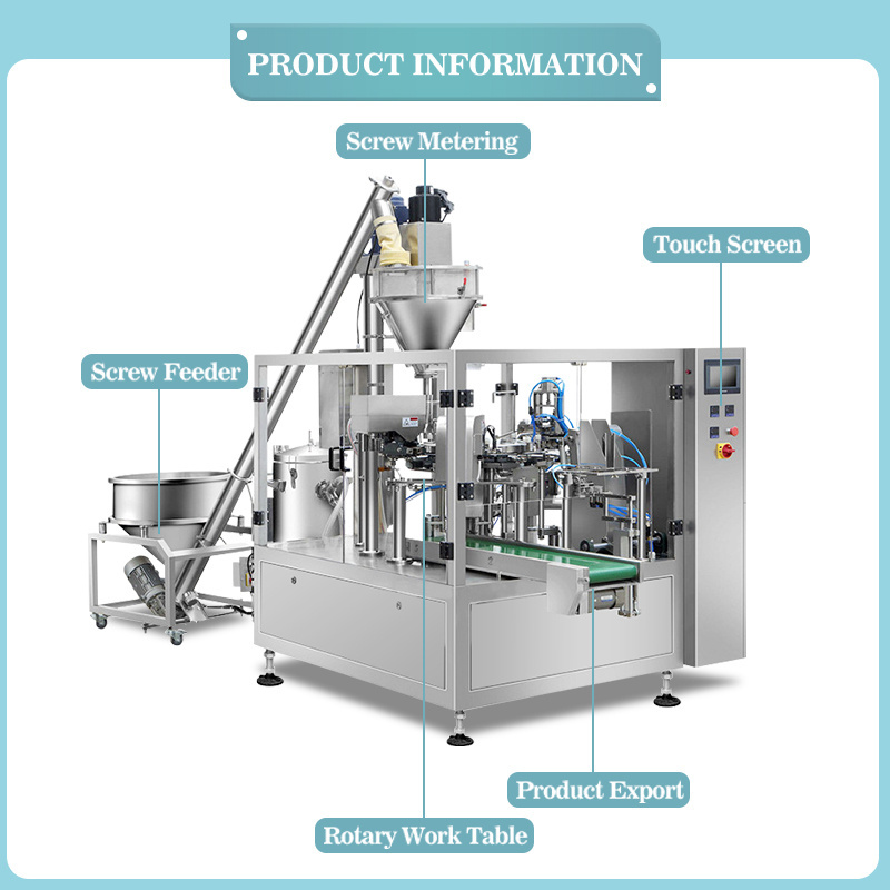 Automatic Stand up zipper bag packaging sachets dry chilli pepper tomato powder spice filling powder packing machine