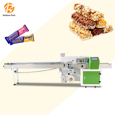 Multi-function Horizontal pillow flow packing oats cereal protein energy bars chocolate bar packaging machine